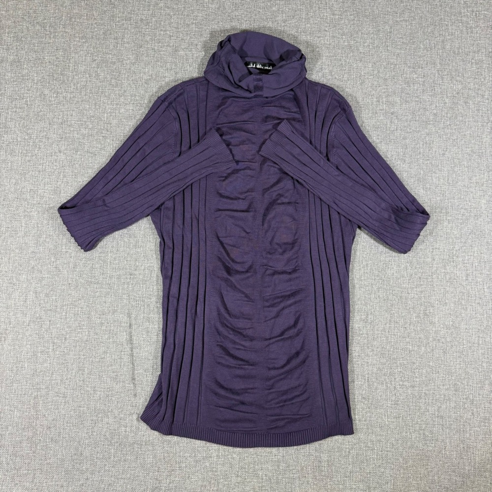 United States Sweaters Turtleneck Womens Large Purple Ribbed Whimsigoth Goth Top